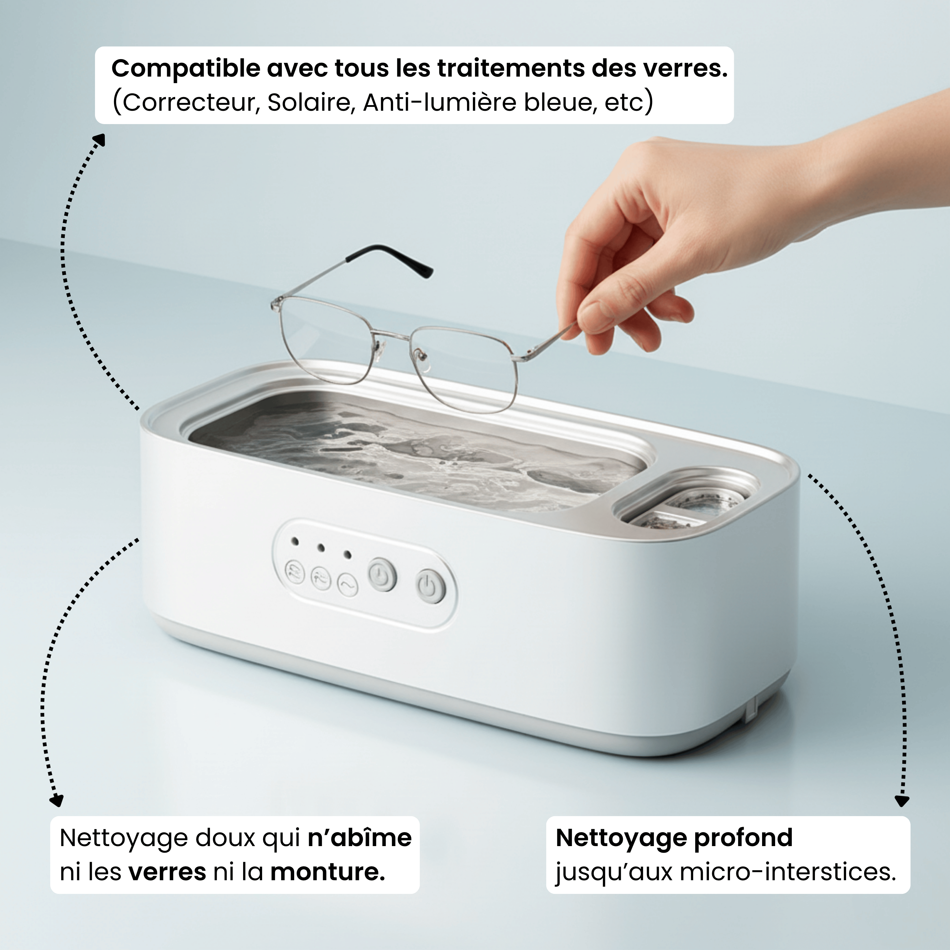 Nettoyeur à ultrasons pour lunettes