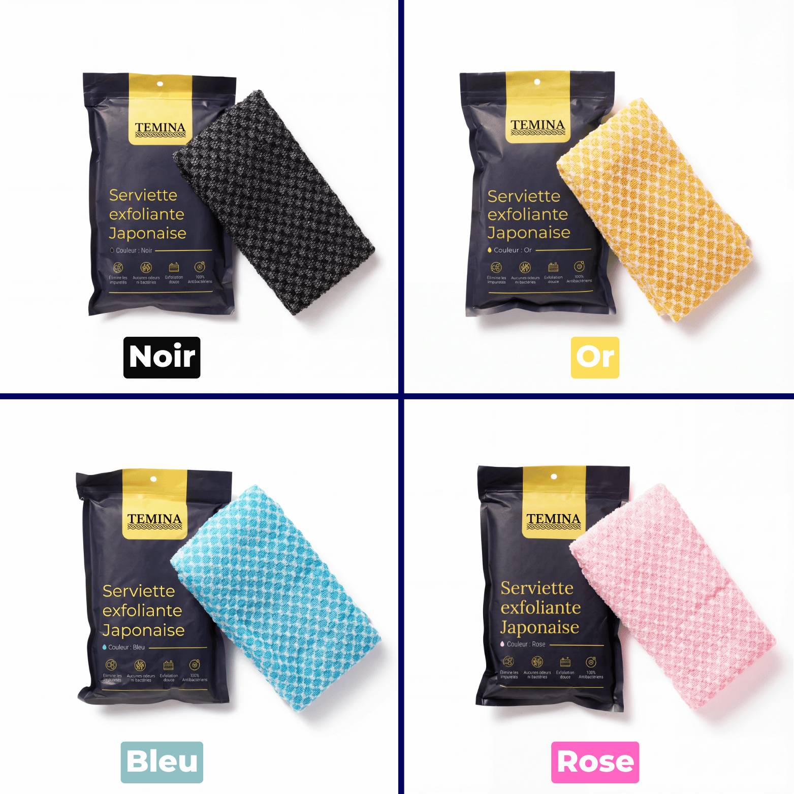 Serviette de douche japonaise exfoliante et antibactérienne