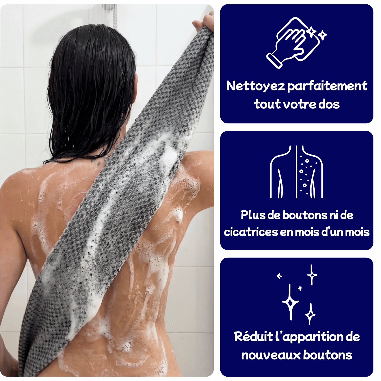 Serviette Exfoliante Japonaise - Anti Imperfection du Dos