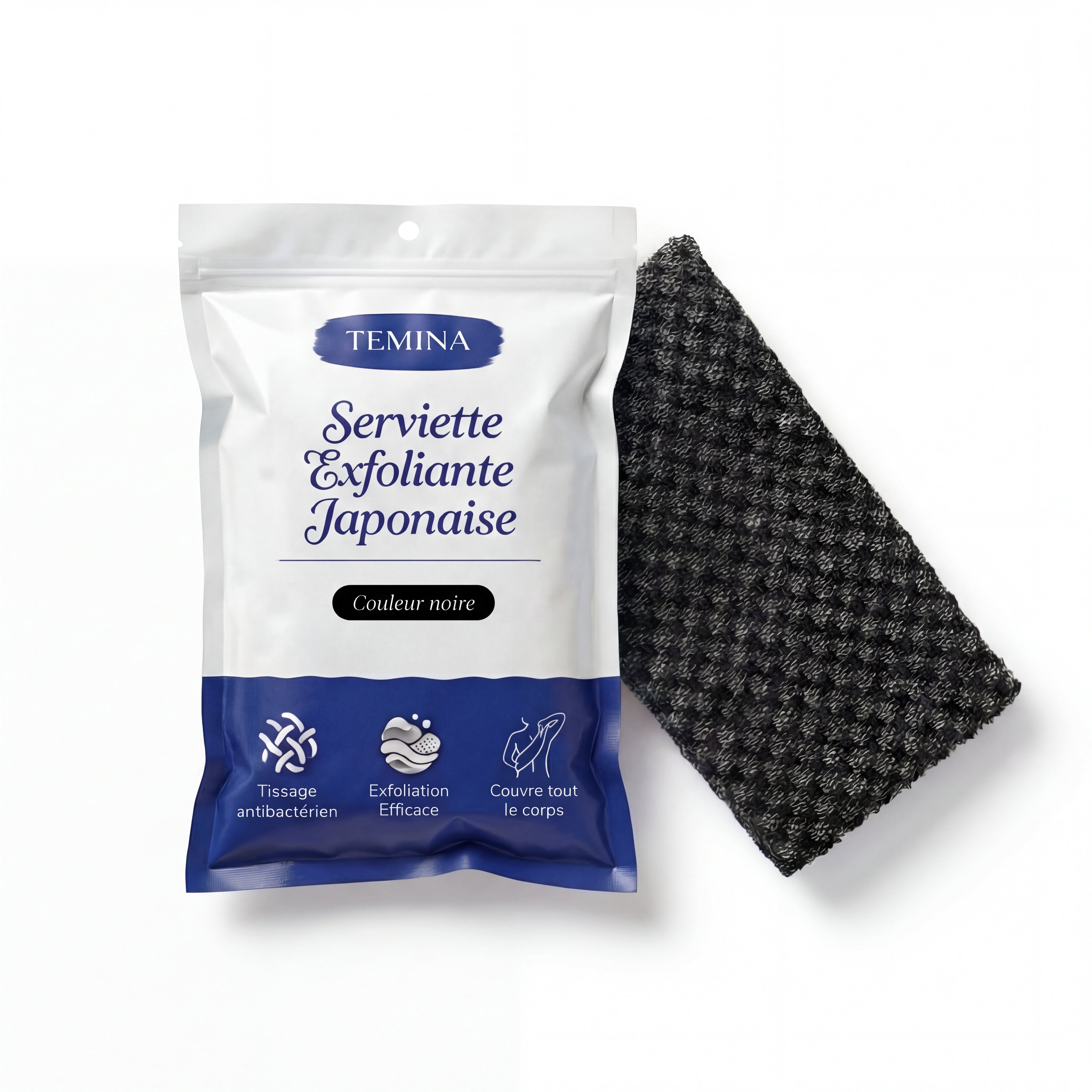 Serviette de douche japonaise exfoliante et antibactérienne