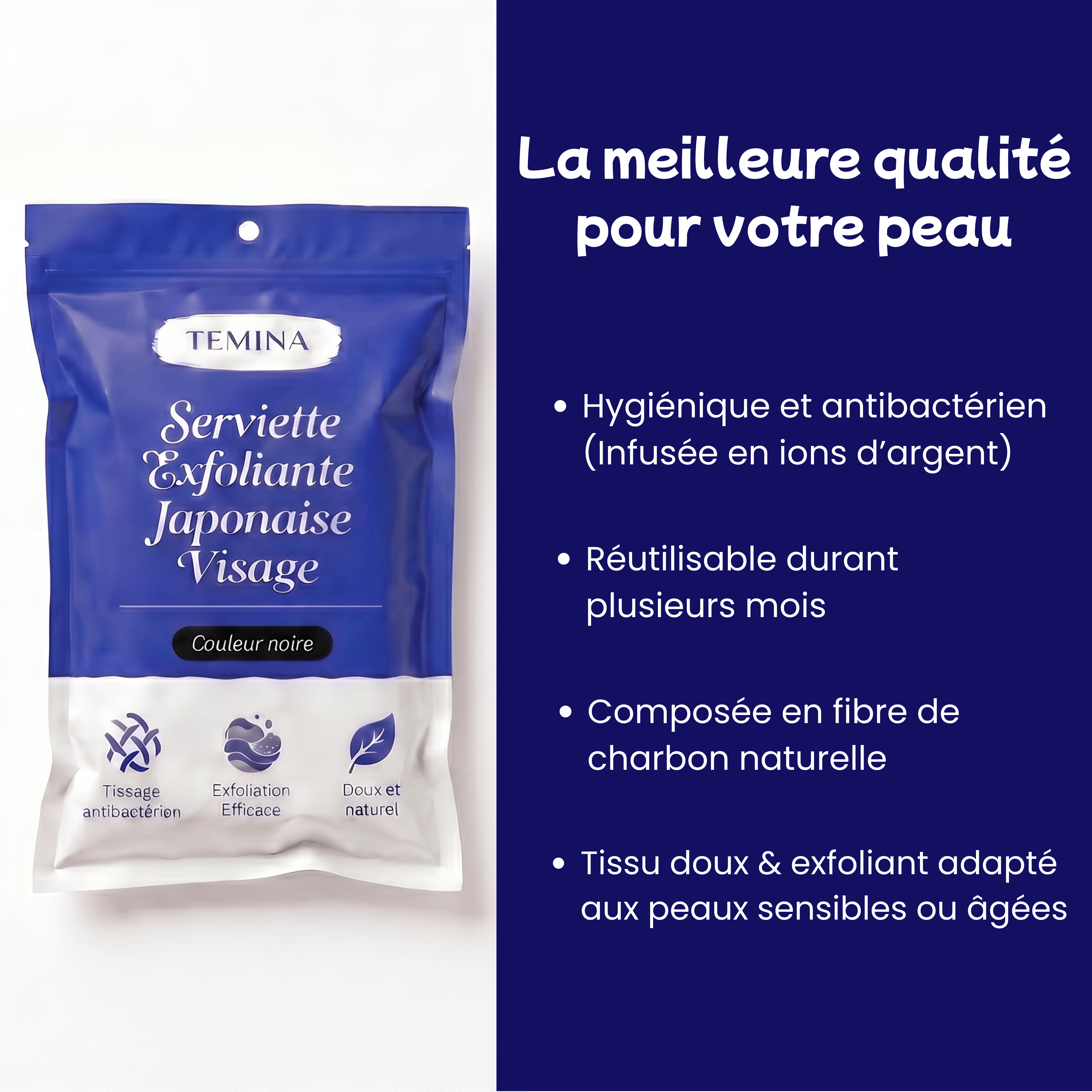 Serviette Exfoliante Japonaise pour le Visage