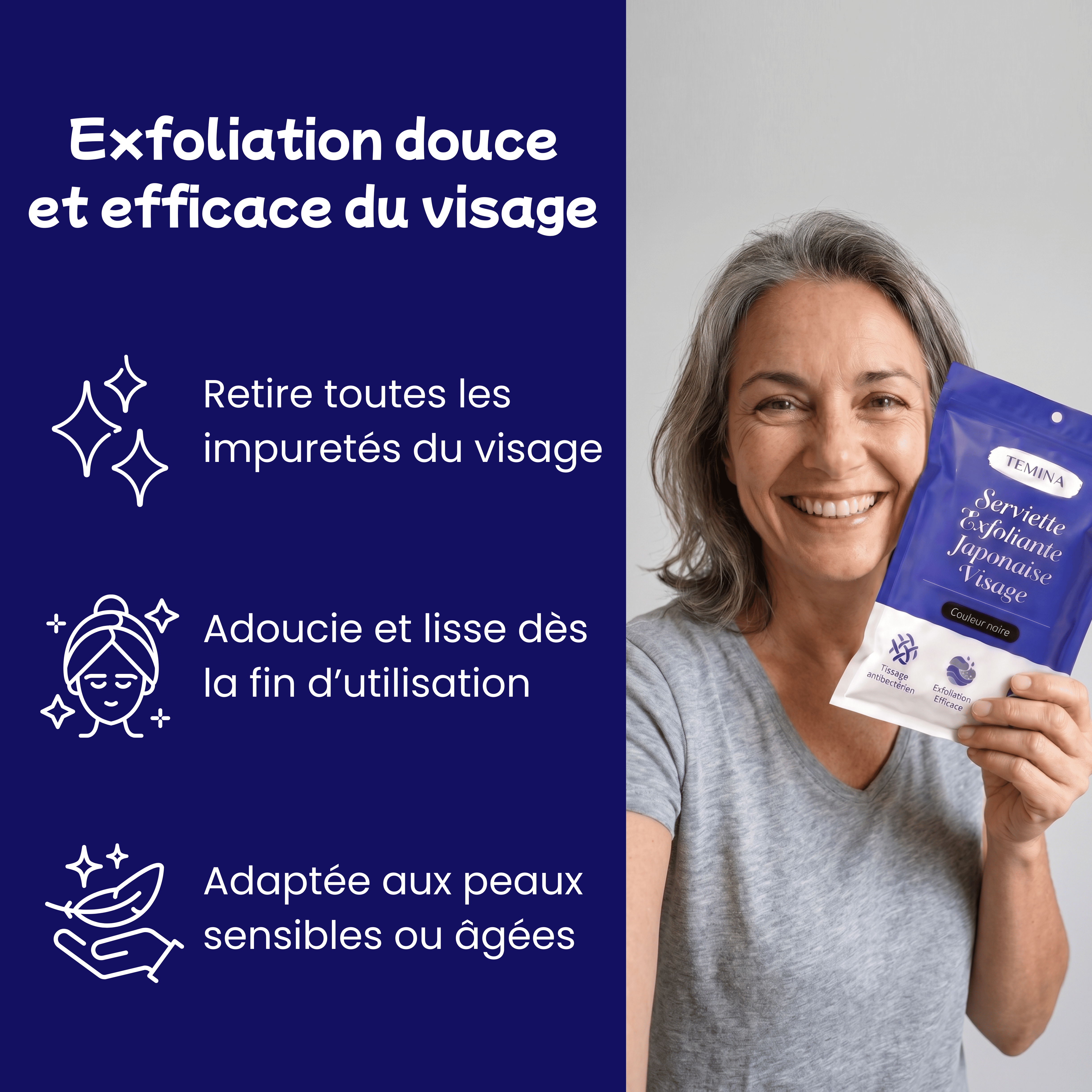 Serviette Exfoliante Japonaise pour le Visage