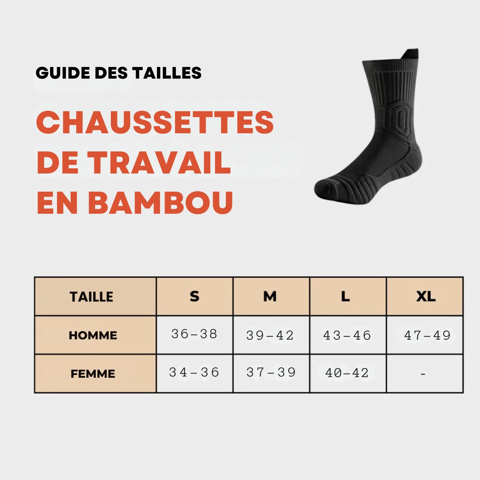 Chaussettes de Travail en Bambou Rembourrées et Aérées