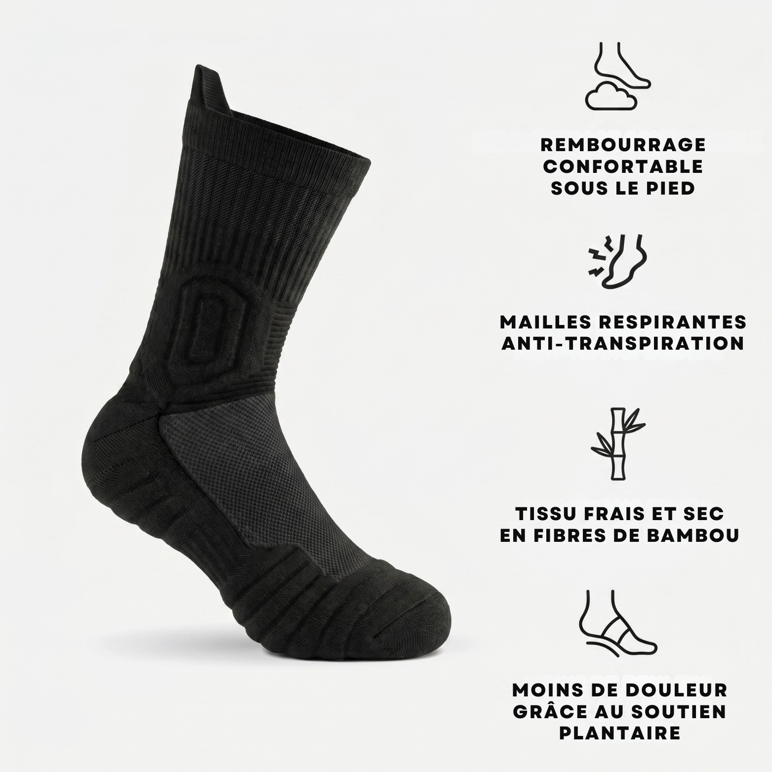 Chaussettes de Travail en Bambou Rembourrées et Aérées