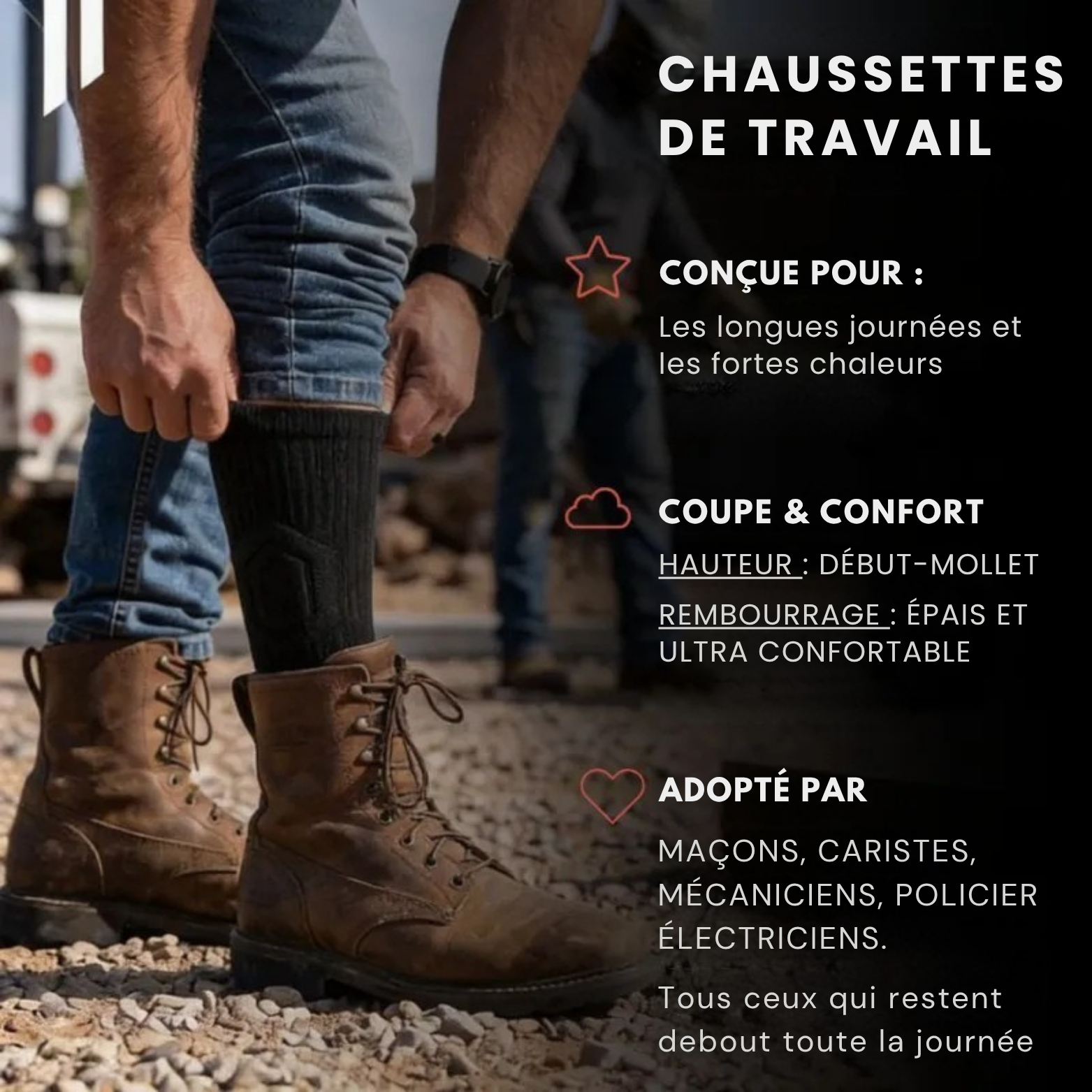 Chaussettes de Travail en Bambou Rembourrées et Aérées